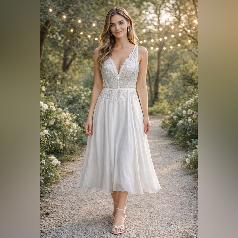 Merry’s Bridal Wedding Dress New Size 6 Engagement Photo Reception Boho Shower